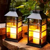 Joysing Solarlampen für Außen Hängend 2 Stück Solar Laternen für Draußen, Wasserdicht Solar Laterne Gartendeko mit Flacker Effek, Candle Solarlaterne für Patio Terrasse Garten Deko