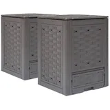 vidaXL Gartenkomposter 2 Stk. Braun 60x60x83cm 600 L Kunststoff Rattan