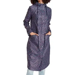 ALPENBLITZ Damen Regen-Mantel mit Allover-Möwen-Print Wind-Jacke Outdoor 91928016 Navy - 36