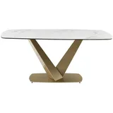 Vente-Unique Esstisch, Weiß, Glas, Keramik, Uni, 6-Sitzer, Rechteckig, 180x76x90 cm, Esszimmer, Tische, Esstische