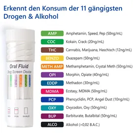 LuxmedIQ Speichel Drogenschnelltest zum Nachweis von 11 Drogen + Alkohol - Drogentest Multi 12 5 St