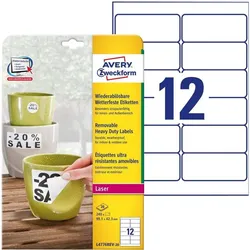 Avery Zweckform L4776REV - Polyester - matt - selbstklebend, entfernbarer Klebst