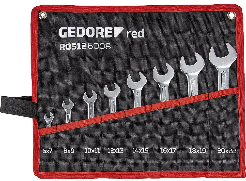 Doppelmaulschlüsselset GEDORE RED SW 6 - 22mm, 8-teilig, kurze Ausführung