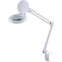 Komerci KML-9003-3D-LED Kaltlicht Lupenleuchte Lupenlampe, 125mm 3-D Linse, 10W mit Dimmer Kosmetik, inkl. Tischklemme