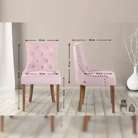 CLP 4er Set Esszimmerstuhl Aberdeen Samt I Mit Hochwertiger Polsterung Und Samtbezug I Polsterstuhl Mit Gestell Aus Kautschukholz