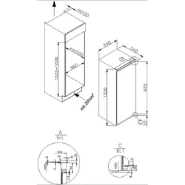 Amica EVKSS 351 226 Einbaukühlschrank (158 l, 1020 mm hoch)