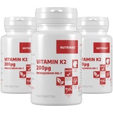 Nutrinax Vitamin K2 - 200μg - 730 vegane Tabletten - Vitamin k2 mk7 - Vitamin k2