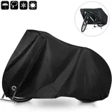 Minkurow Wasserdichte Fahrradabdeckung 210t Fahrradgarage Mit Schlosslöchern Wasserdichte Fahrradabdeckung Schutz Vor Staub Regen Schnee Uv 200x70x110cm Mit Tasche (schwarz)