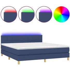 vidaXL Boxspringbett mit Matratze & LED Blau 180x200 cm Stoff