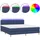 vidaXL Boxspringbett mit Matratze & LED Blau 180x200 cm Stoff
