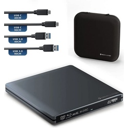 techPulse120 USB 3.1 Blu-ray DVD CD USB-C UHD 4k 3D M-DISC BDXL HDR10 100GB Brenner Blu-ray-Brenner