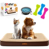 Lovpet LovPet® Hundebett orthopädisches Hundekissen Hundekorb Cookie, Inkl. Napf + 3X Kauknochen, Hundesofa für Kleine, Mittelgroße & Große Hunde, Bezug abnehmbar und waschbar