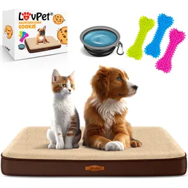 Lovpet LovPet® Hundebett orthopädisches Hundekissen Hundekorb Cookie, Inkl. Napf + 3X Kauknochen, Hundesofa für Kleine, Mittelgroße & Große Hunde, Bezug abnehmbar und waschbar