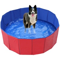 Faltbar Hundepool, Hund Schwimmbad Umweltfreundliche PVC rutschfest Planschbecken mit Ablassventil Sommer Schwimmbad Schwimmbecken Für Hund Katze (80 * 20cm(31.5 * 7.9''))