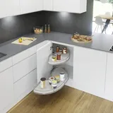 Karussell Eckschrank Cornerstone Maxx Set Planero - Schrankauszug Küche - Moderner Organizer Für Den Eckschrank, Kb 1000mm Fb 500mm Rechts, Stahl/holz Silber/hellgrau - Vauth-sagel