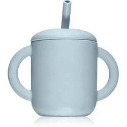 Mushie Training Cup with Straw Tasse mit Strohhalm Powder-blue 175 ml
