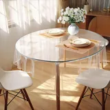 DIKARIYA Durchsichtige Tischdecke Abwaschbar, 150cm Rund Tischfolie Durchsichtig PVC 0.13mm Stark Tischdecke Transparent Plastik Klarsichtfolie Wasserdicht Fettdicht Tischschutzfolie für Hochzeiten