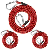 Relaxdays Spanngummi mit Karabiner, 3er Set, Auto, Spanner, Kofferraum, 175 cm, Anhänger & Camping, Gepäckspanner, rot