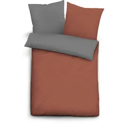 Bettwäsche BIBERNA Gr. 3, braun (braun, grau), B/L: 200cm x 200cm, Linon, B/L: 80cm x 80cm & 80cm x 80cm, Linon, 100% Baumwolle, Bettwäsche