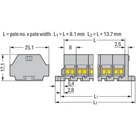 WAGO 260-205 Klemmenleiste 8mm Zugfeder Belegung: L Grau
