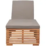 vidaXL Sonnenliege mit Dunkelgrauem Kissen Teak Massivholz