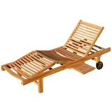 TEAK Liege Sonnenliege Gartenliege Strandliege Holzliege Holz Rollliege JAV-COZY