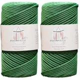 Makromecity 2 Strang Makramee Garn 3mm x 120m Benetton Grün Premium Polyester Makramee Schnur Polypropylene Basteln für Wandbehänge Umhängetasche Handtasche Runner Schnullerkette Platzteller