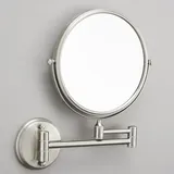 An der Wand montierter Schminkspiegel, 3-facher Vergrößerungsspiegel zur Wandmontage, höhenverstellbar, doppelseitiger Spiegel für den Badezimmerwaschtisch, 20 cm ausziehbar zum Rasieren, gebürstete