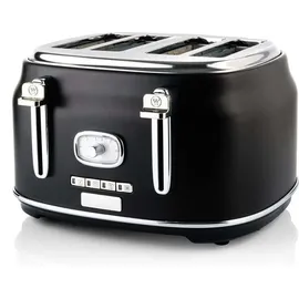 Westinghouse Retro Frühstücks-Set schwarz 2-tlg. mit 4-Schlitz Toaster