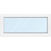 Lichtband Fenster, Kunststofffenster aluplast Ideal 4000, Weiß, 1250 x 550 mm, 2-fach Festverglasung aus Klarglas, individuell konfigurieren
