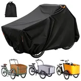 BIZOI Lastenrad Abdeckung, 420D Oxford Fahrradabdeckung Wasserdicht, 220x100x110cm Lastenfahrrad Abdeckplane UV-Schutz Reißfest, Fahrradgarage für Lastenrad Abdeckplane Dreirad Fahrradschutzhülle