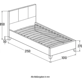 Home Deluxe - LED Bett Asteroid - Dunkelgrau, 90 x 200 cm - Inkl. Lattenrost I Polsterbett Design Bett inkl. Beleuchtung - Dunkelgrau