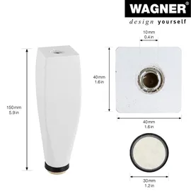 Wagner Möbelbein Wood V2 Ø 3 cm x 15 cm x 4 cm Kiefer Weiß FSC®
