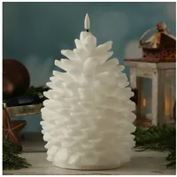 Deluxe Homeart LED Kerze Zapfen 19 cm weiß