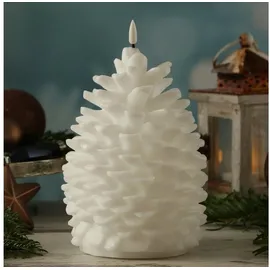 Deluxe Homeart LED Kerze Zapfen 19 cm weiß