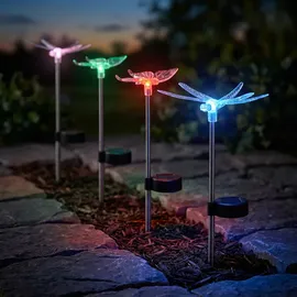 GLOBO Solarleuchte Edelstahl, Kunststoff 4er Set spritzwassergeschützt weiß