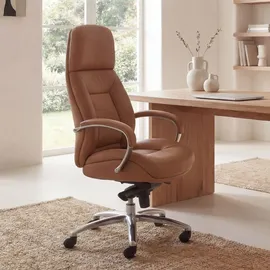 FineBuy Chefsessel Echtleder Beige