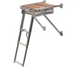 wellenshop Badeplattform mit Teleskop Edelstahl Badeleiter 3 Stufen, Schiffsleiter, Boardingleiter, Heckleiter, Poolleiter, Boot, DIY