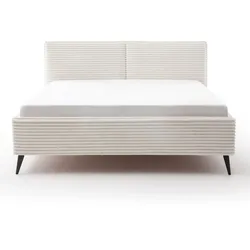 Meise Möbel Matera Polsterbett hellbeige mit schwarzen Metallfuß - Braun