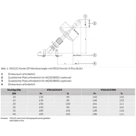 Honeywell Membranregler V5012C für den Rücklauf 0,1 - 0,3 bar