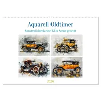 Calvendo Aquarell Oldtimer (Wandkalender 2026 DIN A2 quer), CALVENDO
