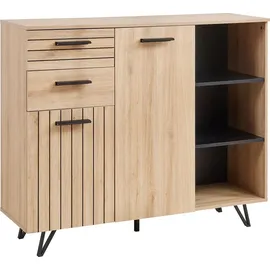 [en.casa] Noppen Sideboard 100 x 120 x 38 cm Eicheoptik Holzwerkstoff