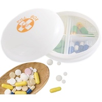 Jinmen Kleines Pillenetui, Kleine Pillenbox, Pillendose mit 4 Fächern für die Tasche, tägliches Pillenetui, tragbarer Medizin-Vitaminhalter-Behälter
