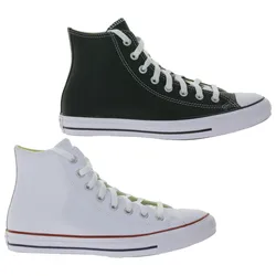 Converse Chuck Taylor All Star Mono Leather High Top Chucks Echtleder Retro Sneaker für Damen und Herren 132169C Weiß oder Schwarz - 43