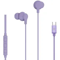 Celly, In-Ear-Kopfhörer mit USB-C-Kabel, mit Antwort-Taste, Lautstärkeregler, integriertes Mikrofon, Farbe Violett