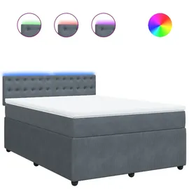 vidaXL Boxspringbett mit Matratze Dunkelgrau 140x200 cm Samt
