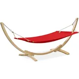 konsimo® Hängematte LENGER Hängematte mit Gestell (Hängematte mit Gestell), hergestellt in der EU, Massivholzrahmen rot