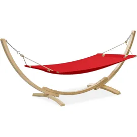 konsimo® Hängematte LENGER Hängematte mit Gestell (Hängematte mit Gestell), hergestellt in der EU, Massivholzrahmen rot