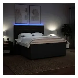 vidaXL Boxspringbett mit Matratze Schwarz 180x200 cm Stoff