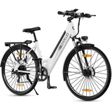 Qekud 26M208 Elektrofahrrad 26“ Cityräder Elektrofahrrad, 36V/12Ah Akku ebike,250W Motor,Elektrofahrrad Reichweite 100km bis 25 km/h,Elektrofahrrad mit APP,Weiß